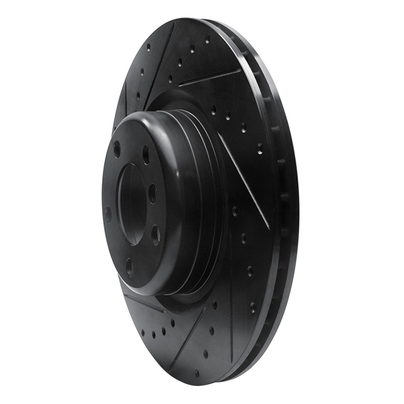 BMW M240I Brake Rotor (1) - Rear Left - R1 Concepts - Drilled & Slotted - Black - `12-`20